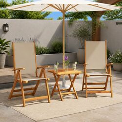 Folding Outdoor Chairs Set of 2 with Solid Acacia Wood