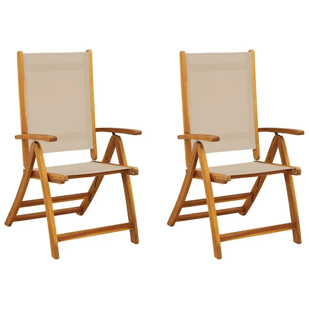 Folding Outdoor Chairs Garden Patio Seating 2 Piece Solid Wood Acacia Textilene