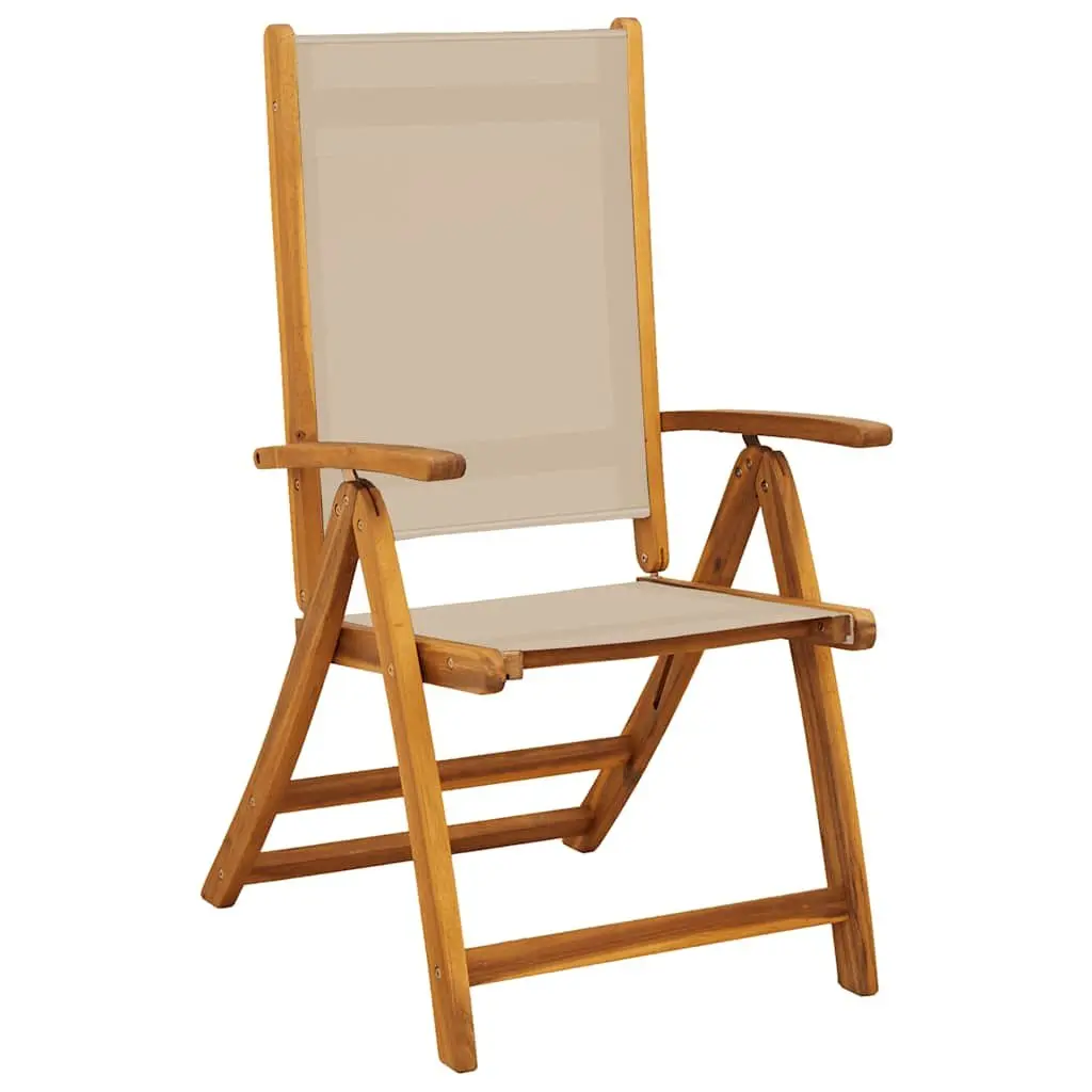 Folding Outdoor Chairs Garden Patio Seating 2 Piece Solid Wood Acacia Textilene