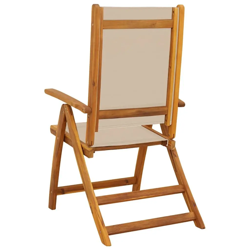 Folding Outdoor Chairs Garden Patio Seating 2 Piece Solid Wood Acacia Textilene