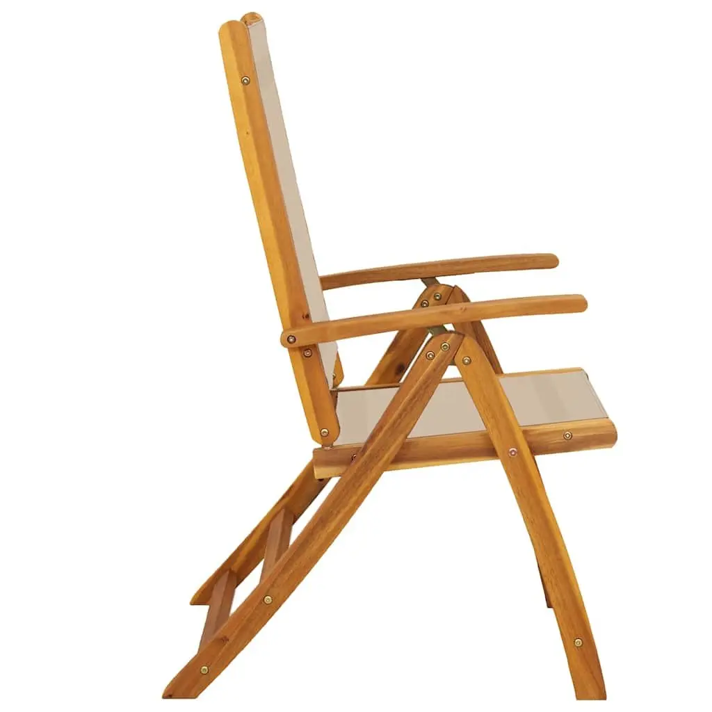 Folding Outdoor Chairs Garden Patio Seating 2 Piece Solid Wood Acacia Textilene