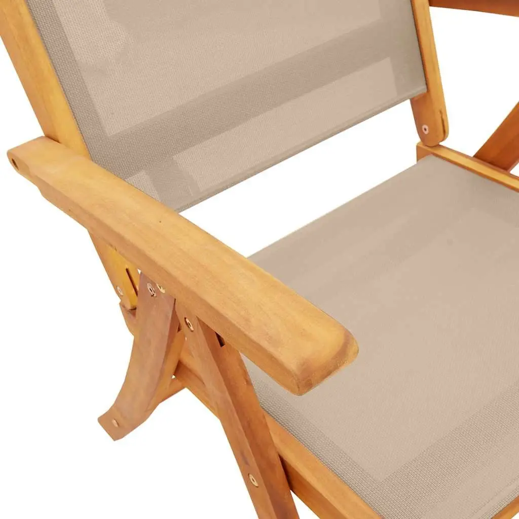 Folding Outdoor Chairs Garden Patio Seating 2 Piece Solid Wood Acacia Textilene