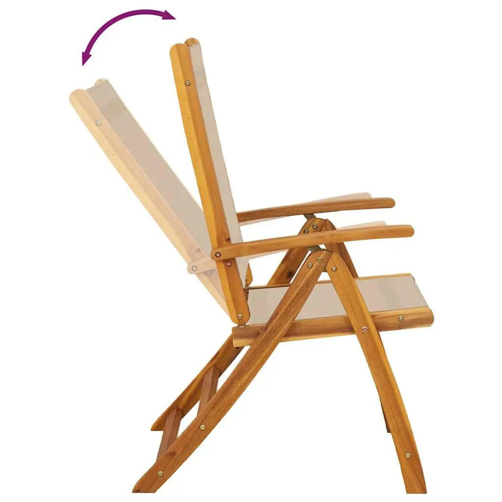 Folding Outdoor Chairs Garden Patio Seating 2 Piece Solid Wood Acacia Textilene