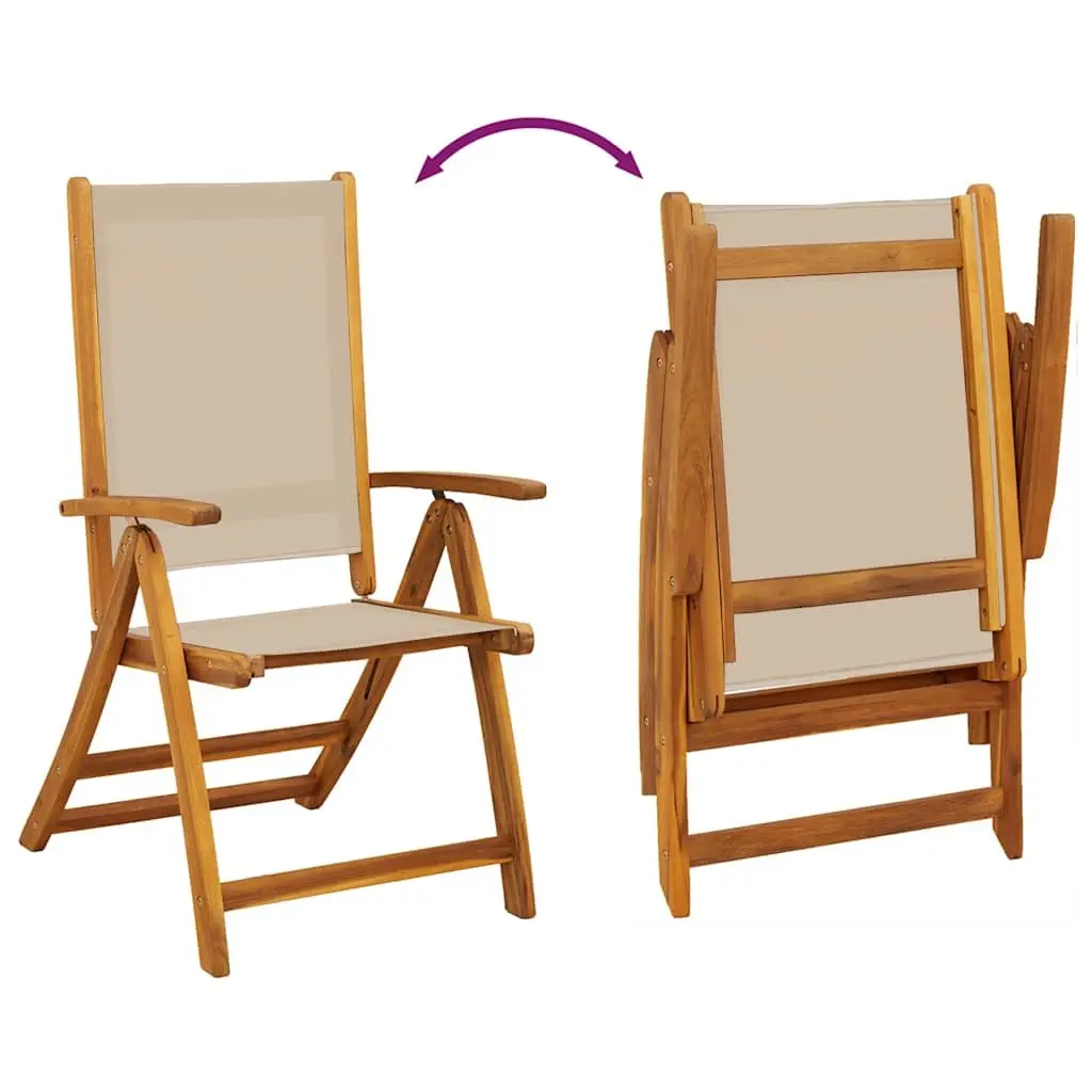 Folding Outdoor Chairs Garden Patio Seating 2 Piece Solid Wood Acacia Textilene