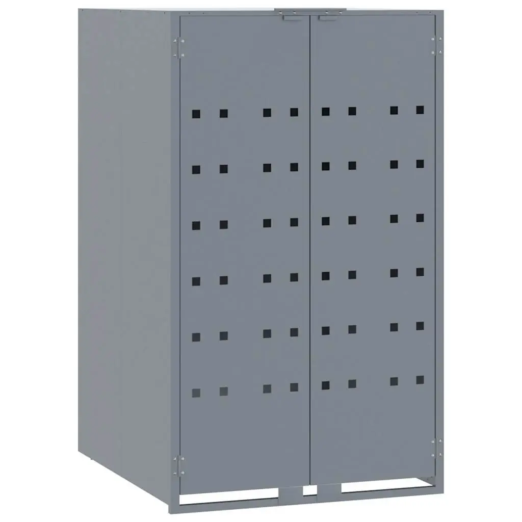 Wheelie Bin Storage Single Bin Grey Powder-Coated Steel Garden Use 69 x 79 x 117 cm