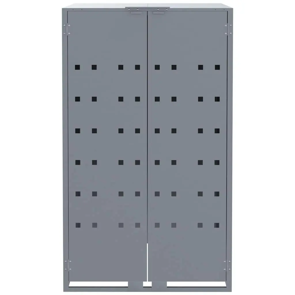 Wheelie Bin Storage Single Bin Grey Powder-Coated Steel Garden Use 69 x 79 x 117 cm