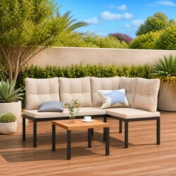 Black Steel Outdoor Benches with Cushions - 2 Pieces Specs