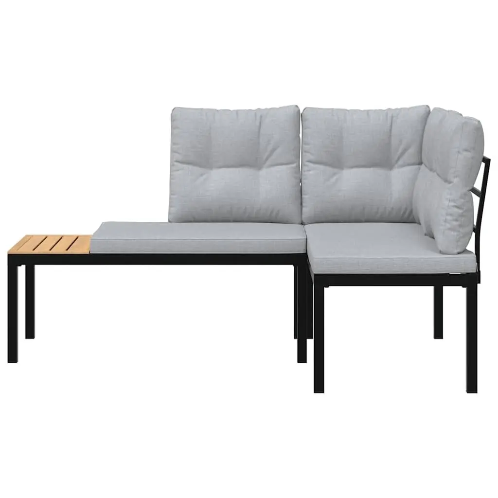 Outdoor Garden Benches Patio Seating Set 2 Piece Black Steel Frame with Cushions