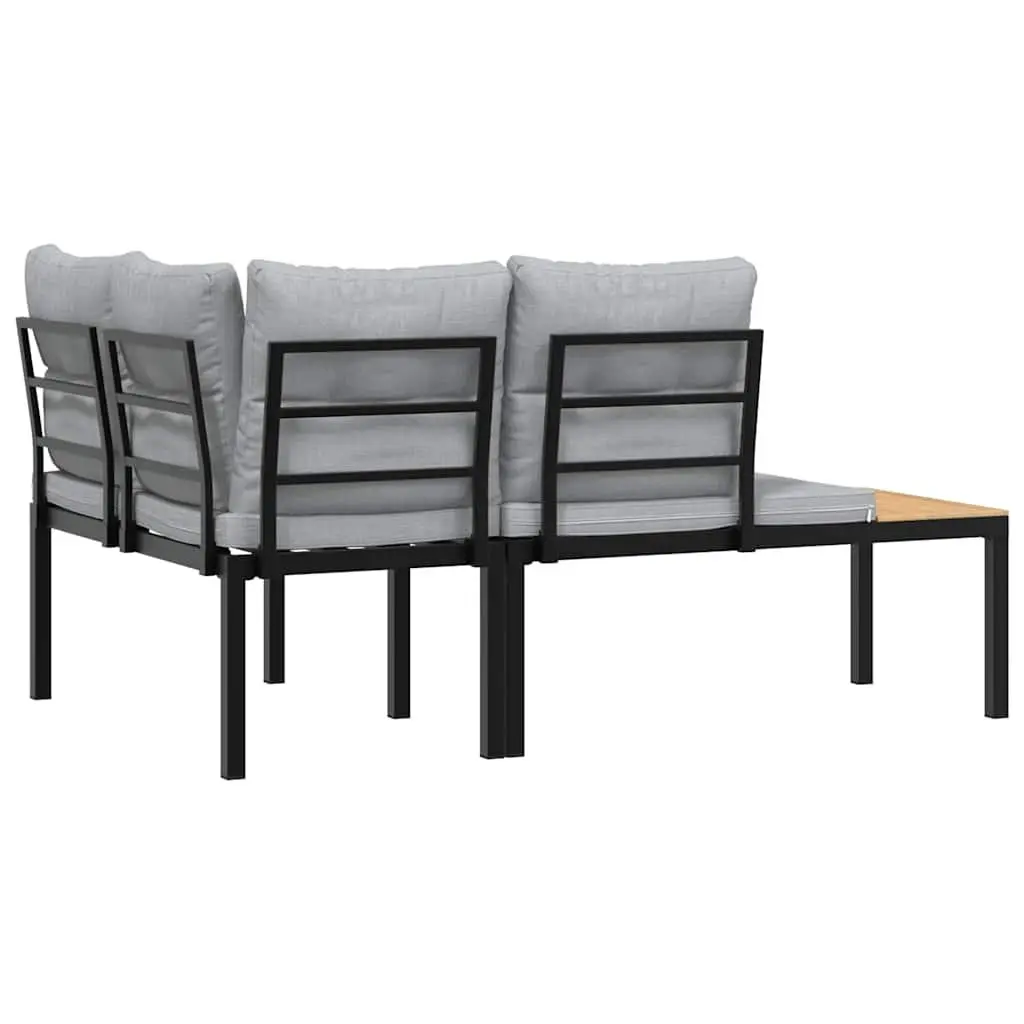 Outdoor Garden Benches Patio Seating Set 2 Piece Black Steel Frame with Cushions