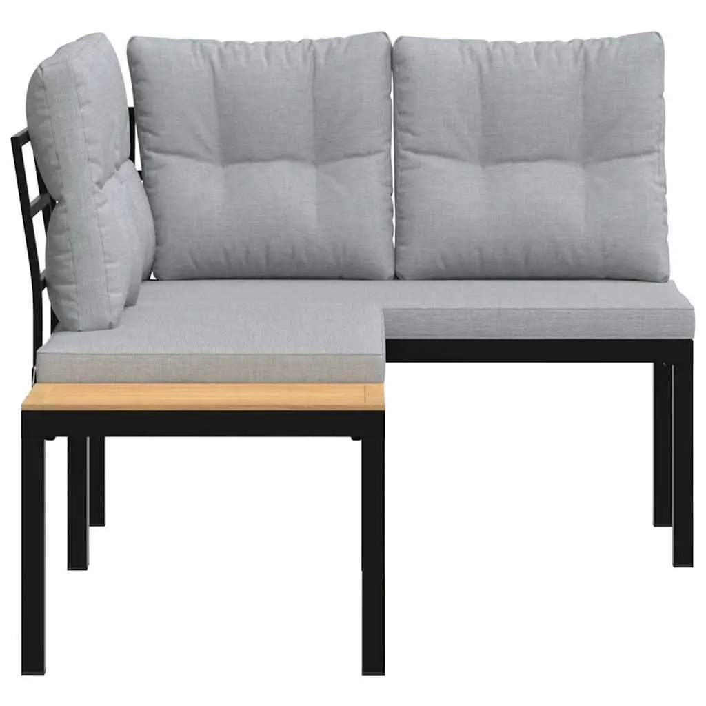 Outdoor Garden Benches Patio Seating Set 2 Piece Black Steel Frame with Cushions