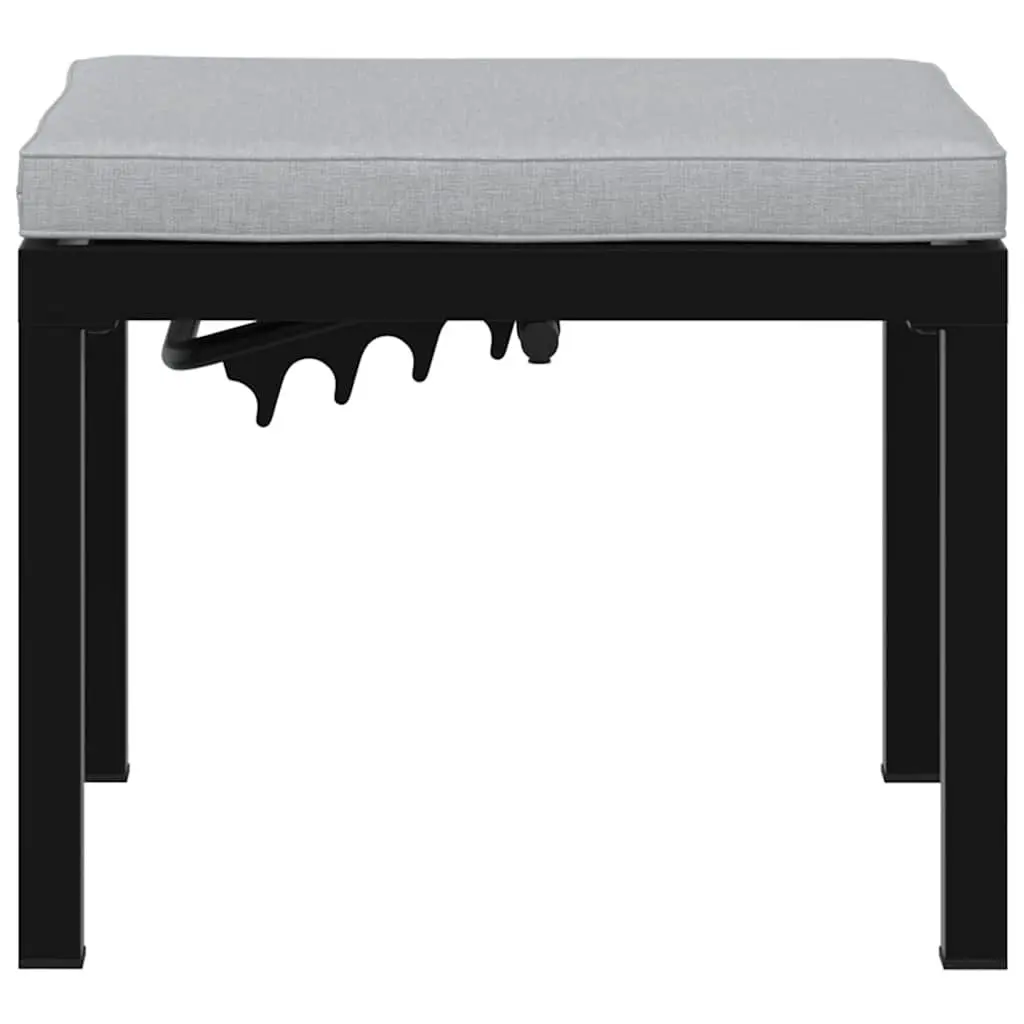 Garden Stool Outdoor Use Black Steel Frame Padded Cushion Seat