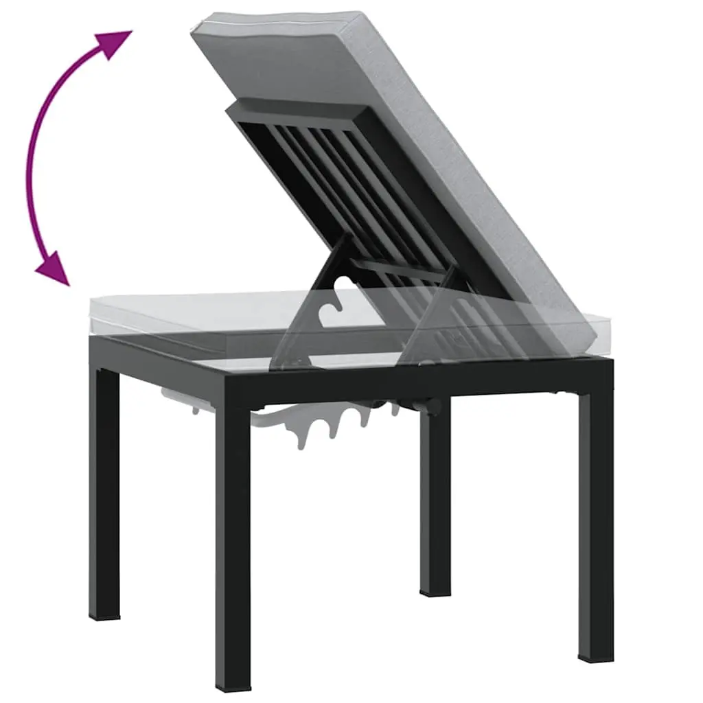 Garden Stool Outdoor Use Black Steel Frame Padded Cushion Seat