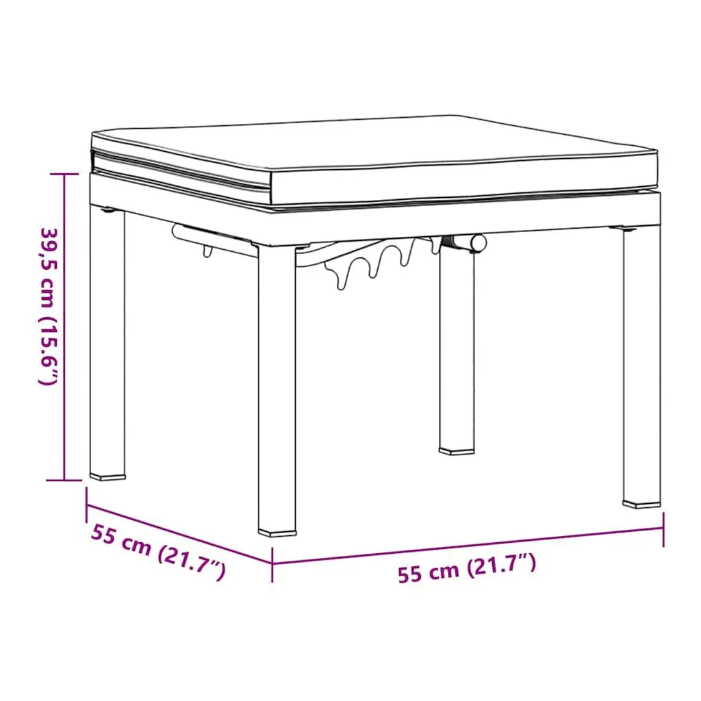Garden Stool Outdoor Use Black Steel Frame Padded Cushion Seat