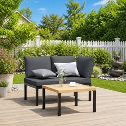 Durable Garden Bench with Removable Cushions in Black