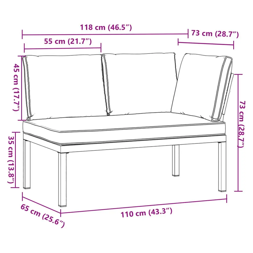 Garden Bench with Removable Cushions in Black
