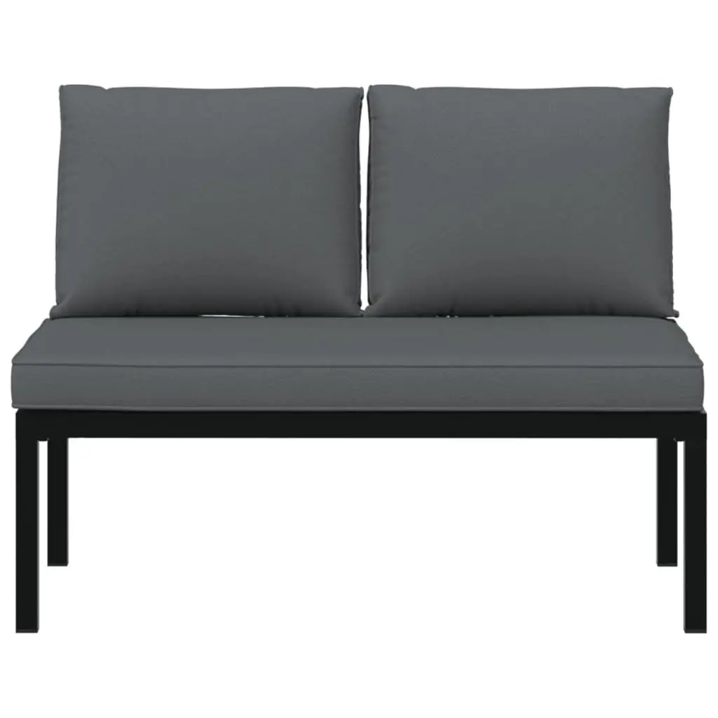 Garden Bench Outdoor Patio Seating with Cushions Black Aluminium