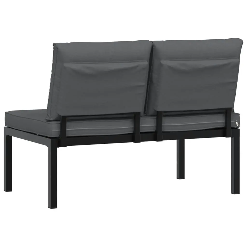 Garden Bench Outdoor Patio Seating with Cushions Black Aluminium