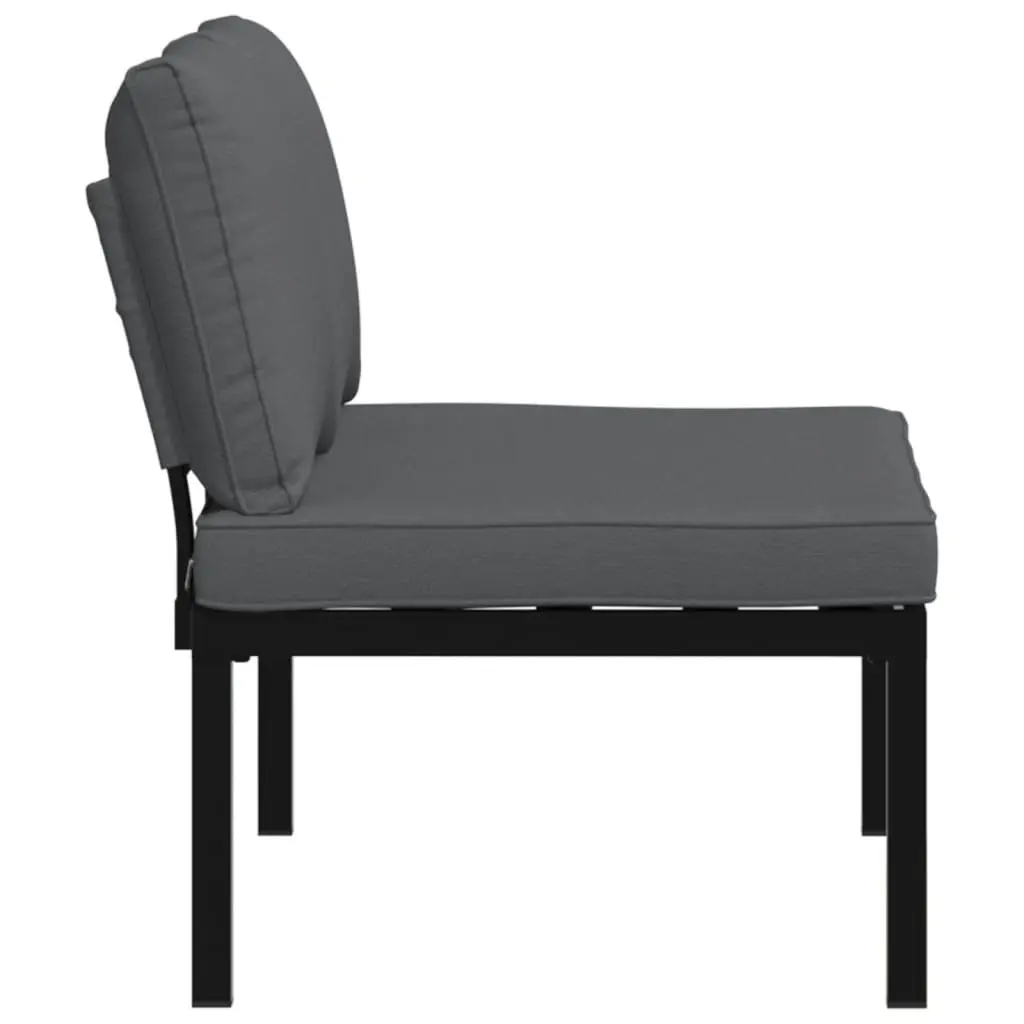 Garden Bench Outdoor Patio Seating with Cushions Black Aluminium