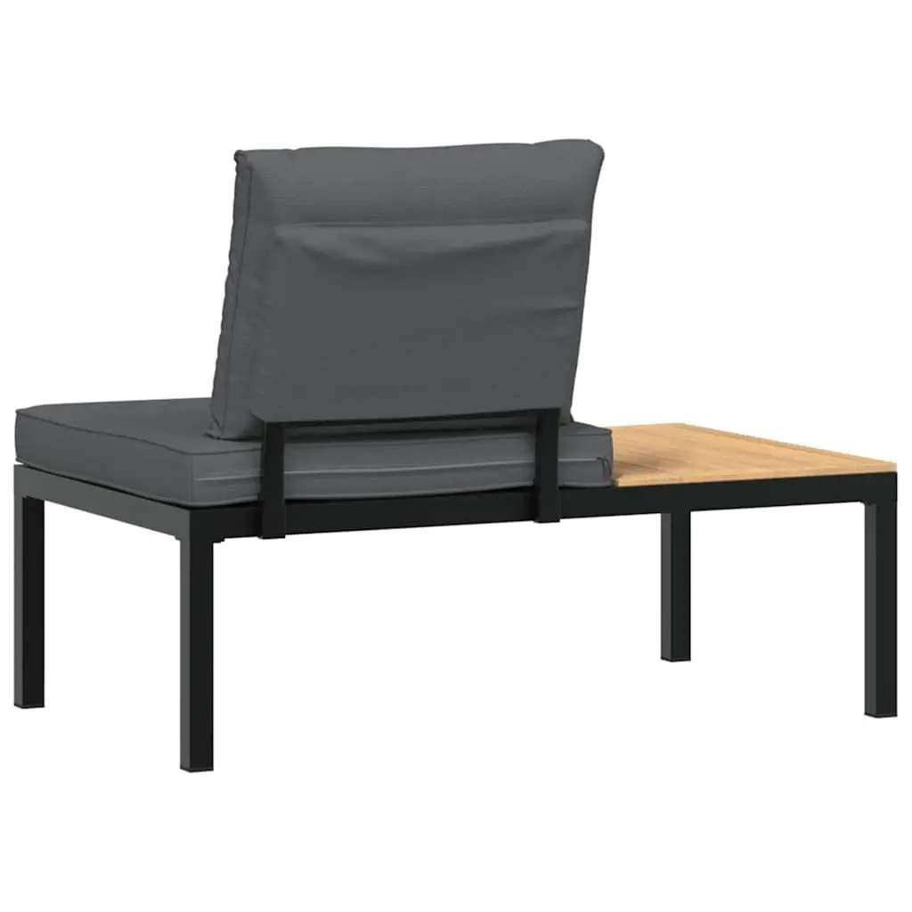 Garden Bench Outdoor Seating Black Aluminium Frame with Cushions