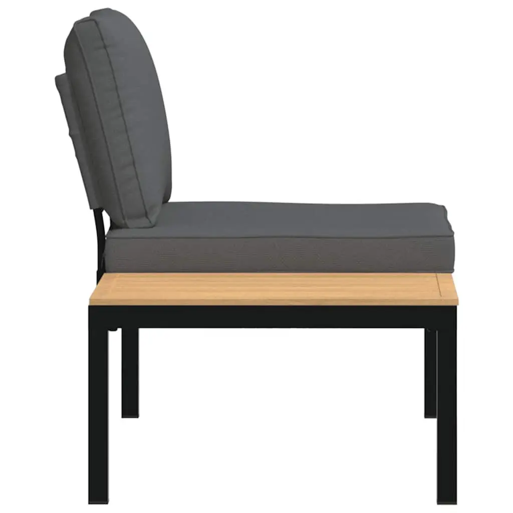 Garden Bench Outdoor Seating Black Aluminium Frame with Cushions