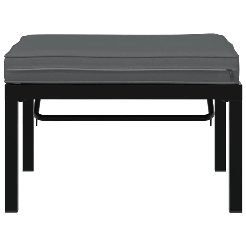 Garden Stool Outdoor Black Adjustable Seat with Cushion