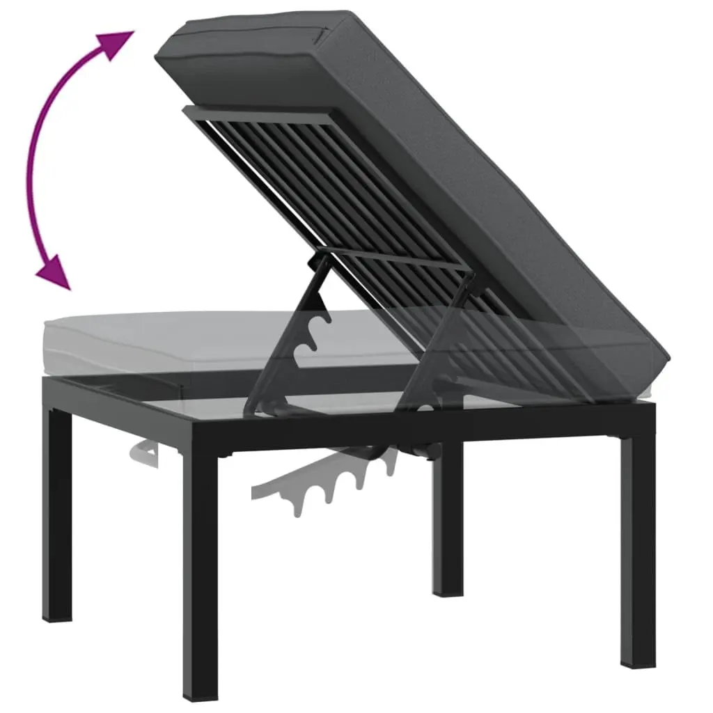 Garden Stool Outdoor Black Adjustable Seat with Cushion