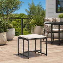 Black Garden Stools Set: 4 Pieces with Cushions Included