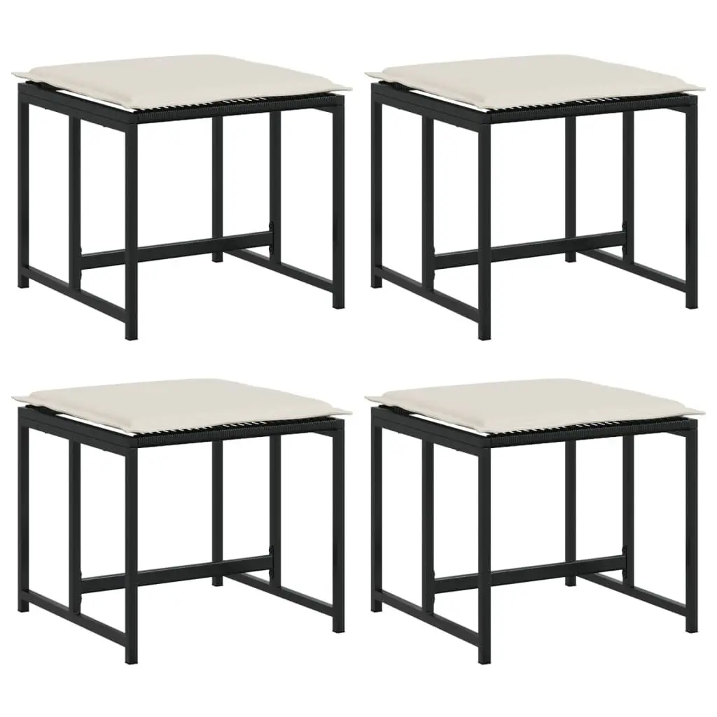 Garden Stools Outdoor Use 4 Pieces Black with Removable Cushions