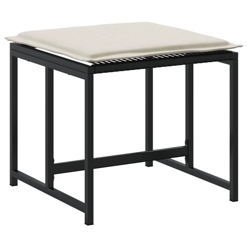 Garden Stools Outdoor Use 4 Pieces Black with Removable Cushions