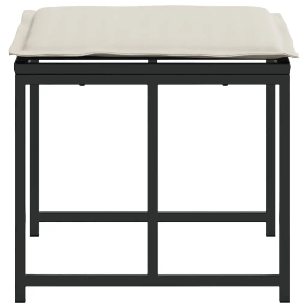 Garden Stools Outdoor Use 4 Pieces Black with Removable Cushions