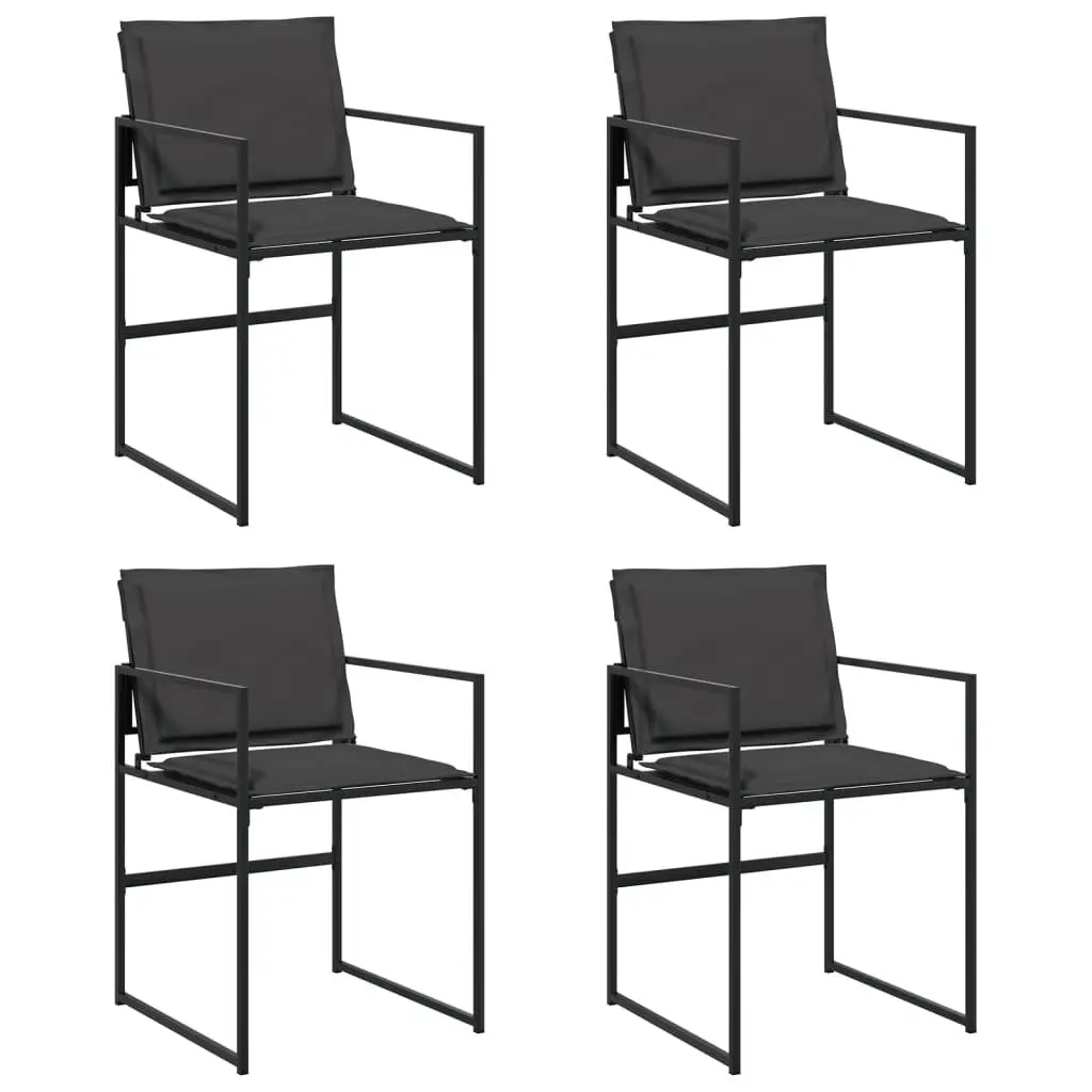 4 Piece Outdoor Chairs Set Steel Frame Textilene Cushions Black for Garden Use