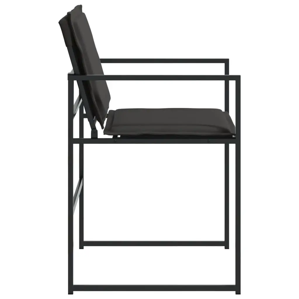 4 Piece Outdoor Chairs Set Steel Frame Textilene Cushions Black for Garden Use