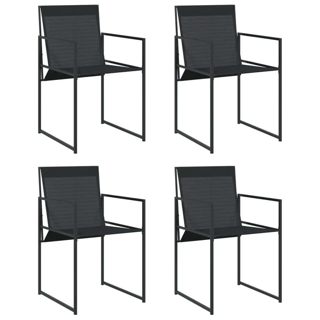 Outdoor Garden Chairs Set 4 pcs Black Steel Textilene Folding Backrest