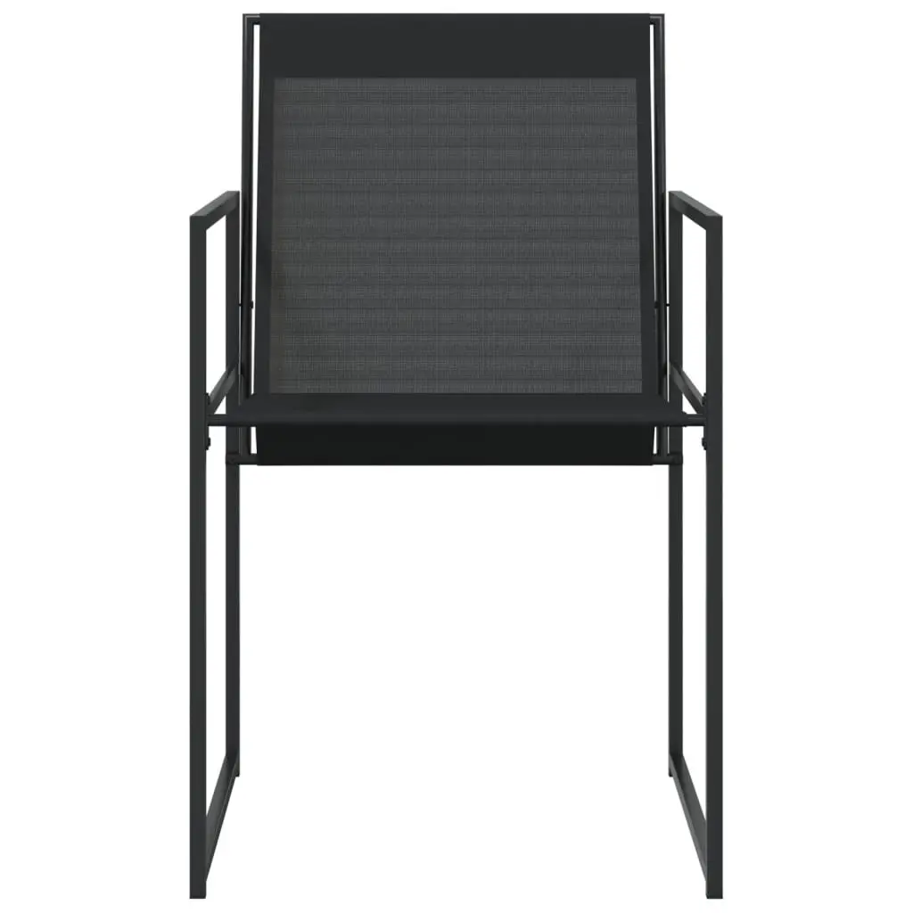 Outdoor Garden Chairs Set 4 pcs Black Steel Textilene Folding Backrest