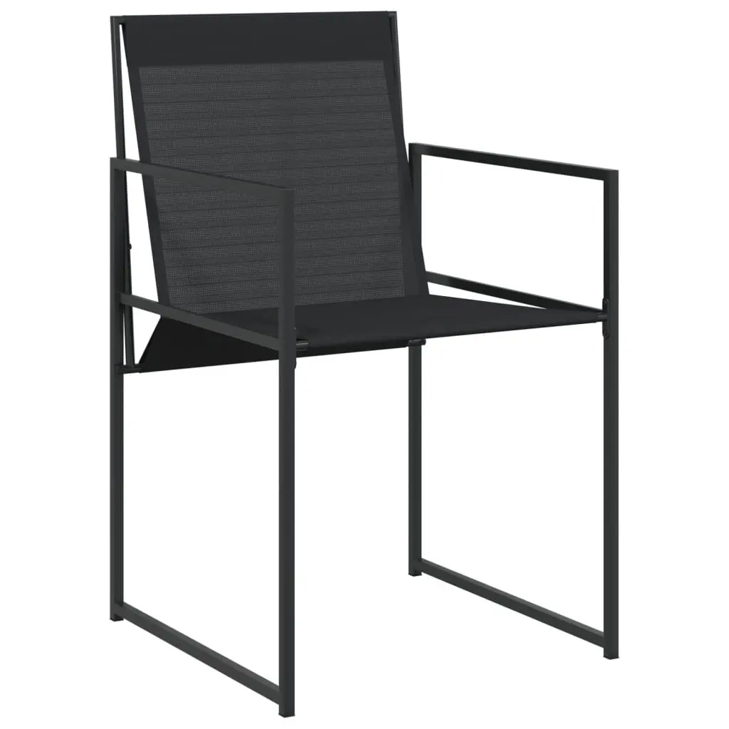 Outdoor Garden Chairs Set 4 pcs Black Steel Textilene Folding Backrest