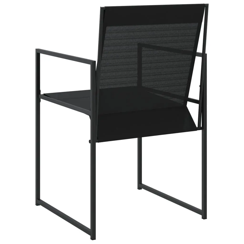 Outdoor Garden Chairs Set 4 pcs Black Steel Textilene Folding Backrest