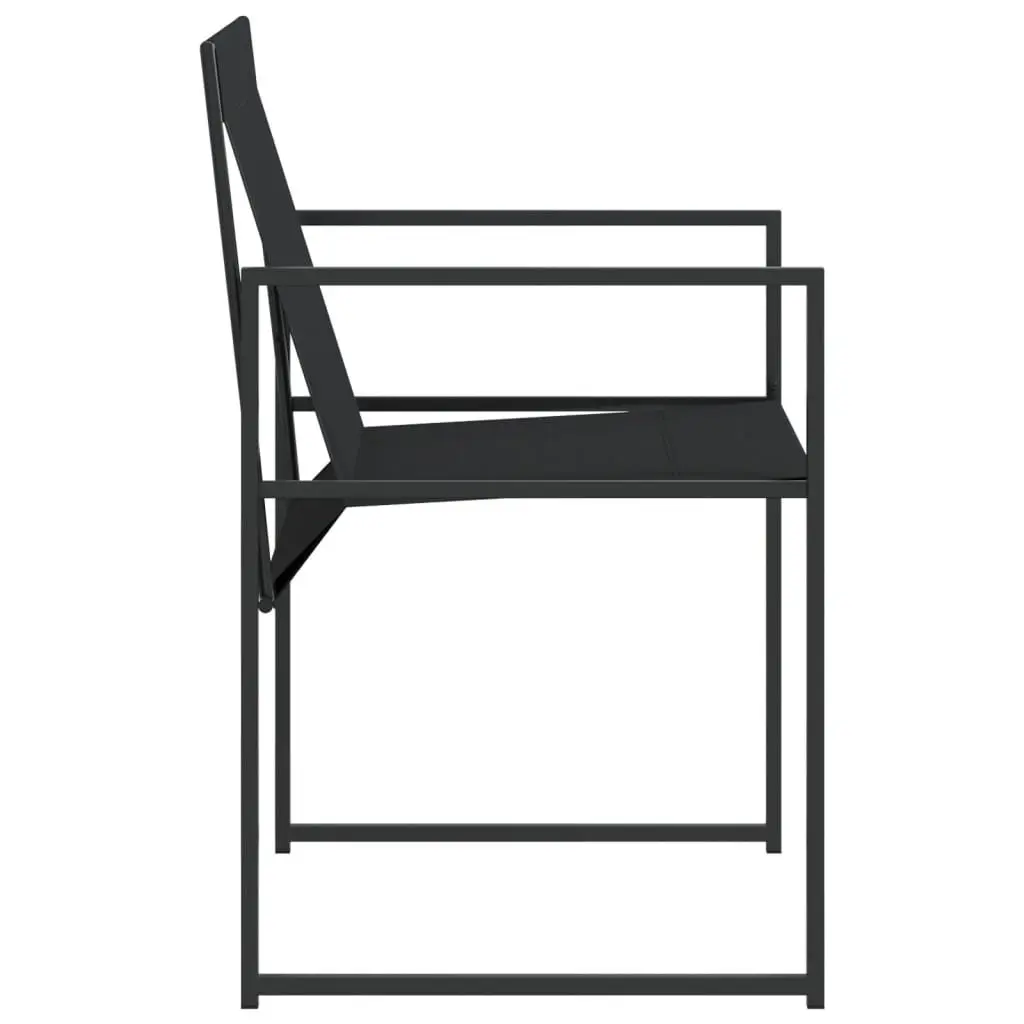 Outdoor Garden Chairs Set 4 pcs Black Steel Textilene Folding Backrest