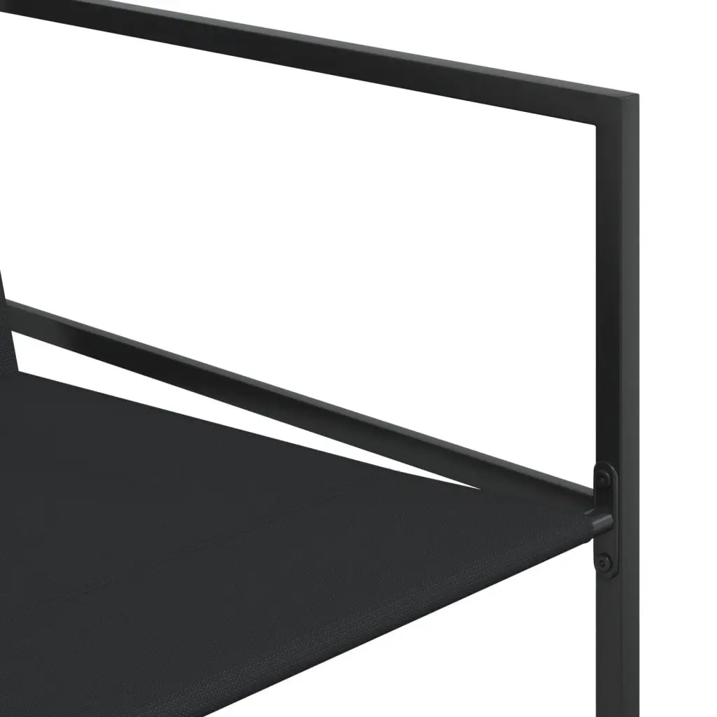 Outdoor Garden Chairs Set 4 pcs Black Steel Textilene Folding Backrest