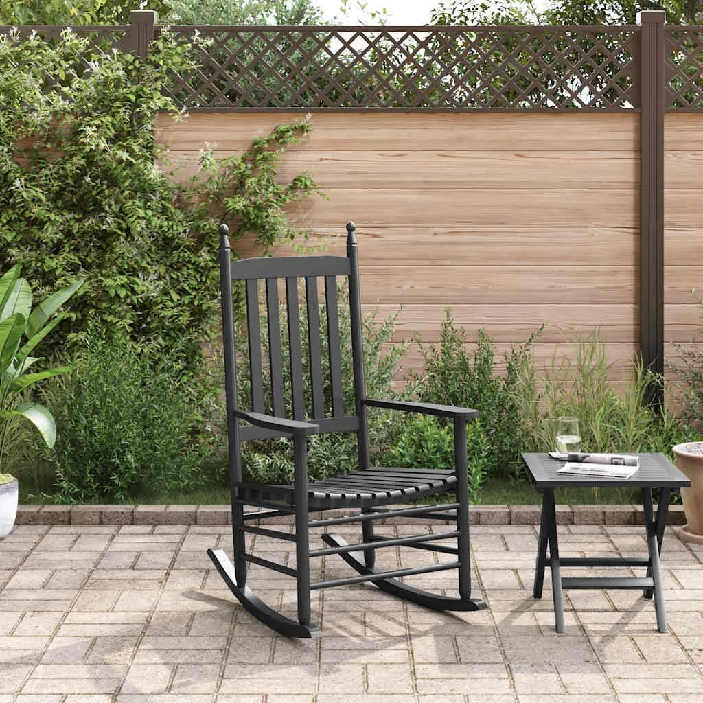 Rocking Chair Indoor Outdoor Black Curved Seat High Back Armrests