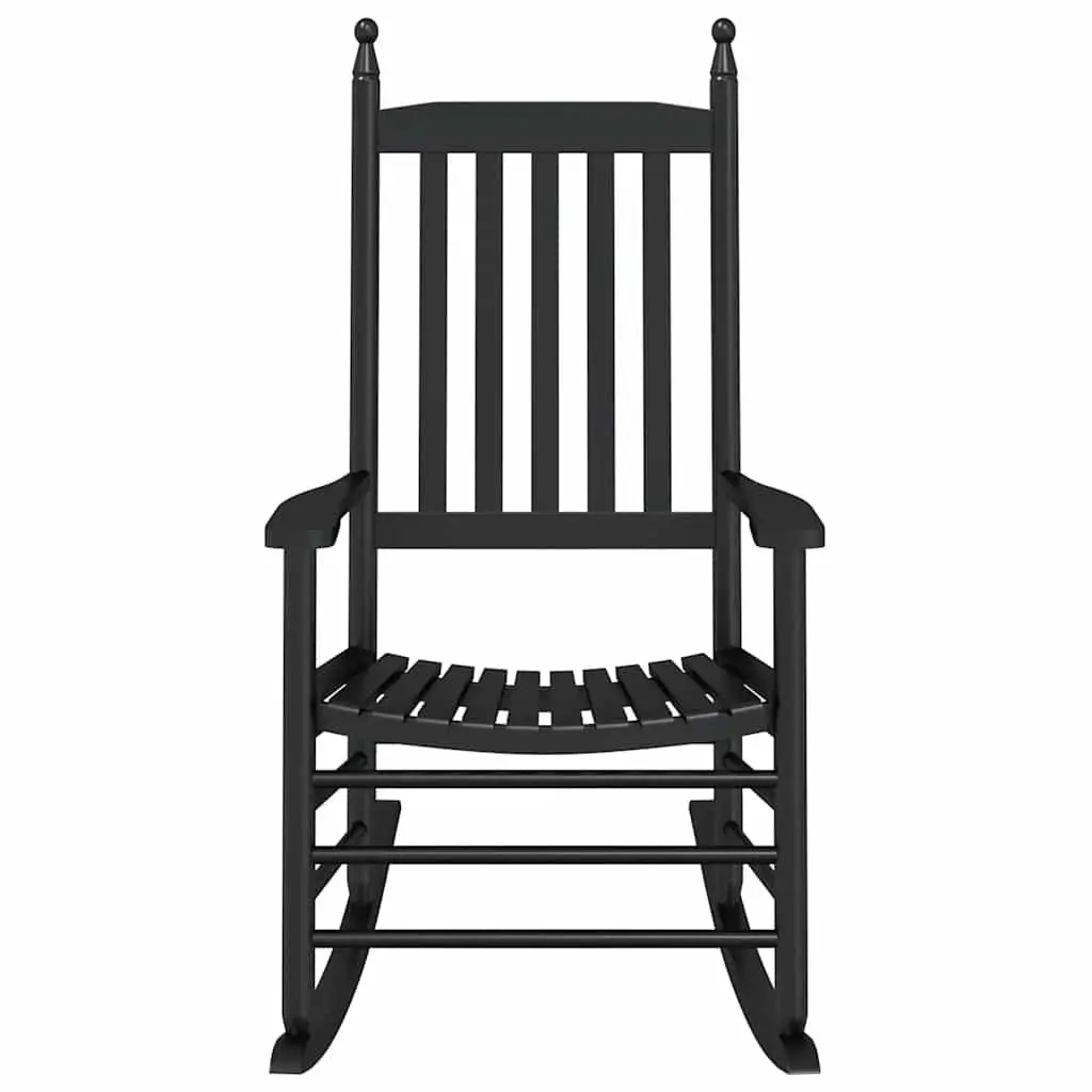 Rocking Chair Indoor Outdoor Black Curved Seat High Back Armrests