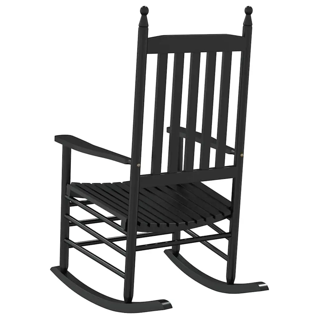 Rocking Chair Indoor Outdoor Black Curved Seat High Back Armrests