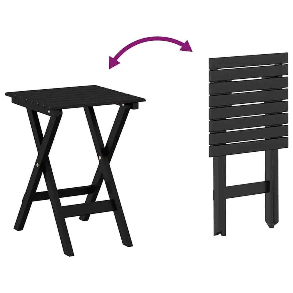 Foldable Side Table Black Outdoor Indoor Poplar Wood Portable Lightweight Patio