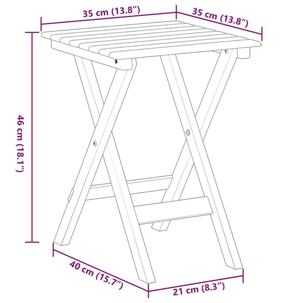 Foldable Side Table Black Outdoor Indoor Poplar Wood Portable Lightweight Patio