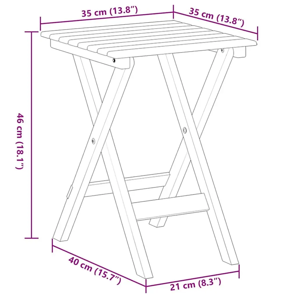 Foldable Side Table Indoor Outdoor White Poplar Wood Lightweight Portable