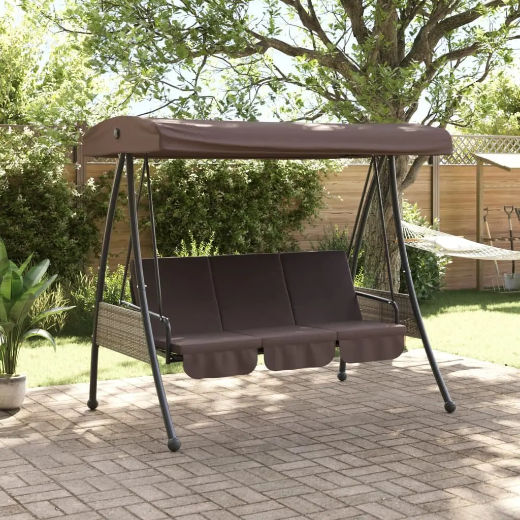 Garden Swing Bench Outdoor Patio Seating Adjustable Canopy Brown