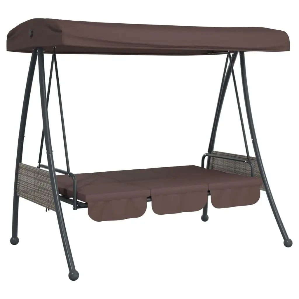 Garden Swing Bench Outdoor Patio Seating Adjustable Canopy Brown
