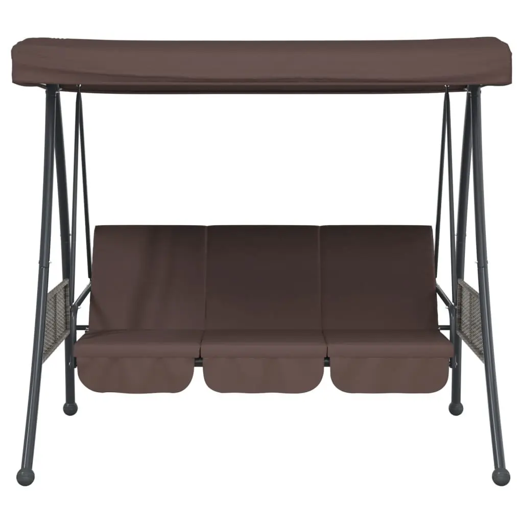 Garden Swing Bench Outdoor Patio Seating Adjustable Canopy Brown