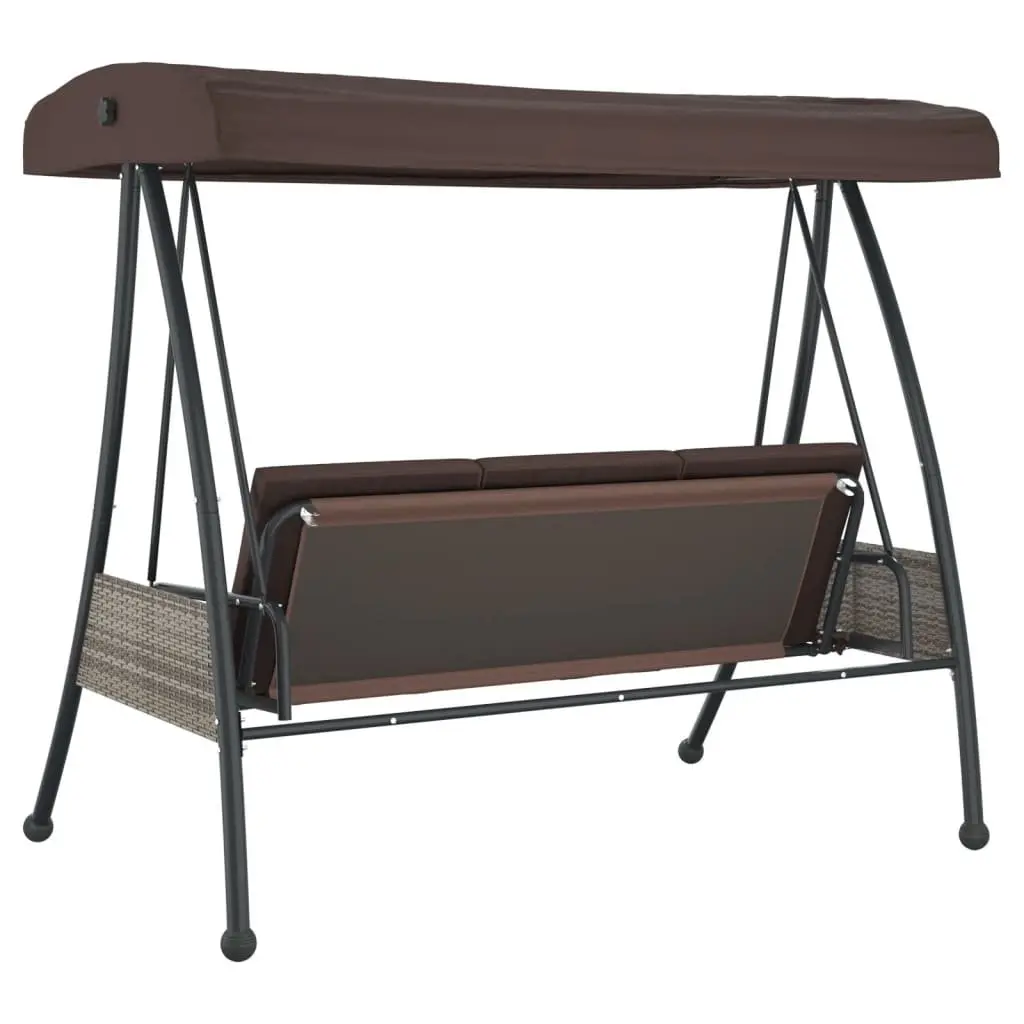 Garden Swing Bench Outdoor Patio Seating Adjustable Canopy Brown