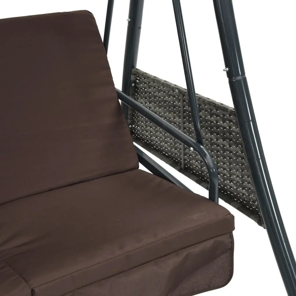 Garden Swing Bench Outdoor Patio Seating Adjustable Canopy Brown