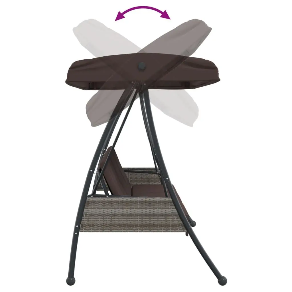 Garden Swing Bench Outdoor Patio Seating Adjustable Canopy Brown